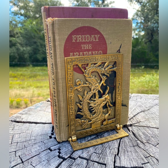 Vintage Dragon Design Brass Chinoiserie Bookends - Picture 2 of 5